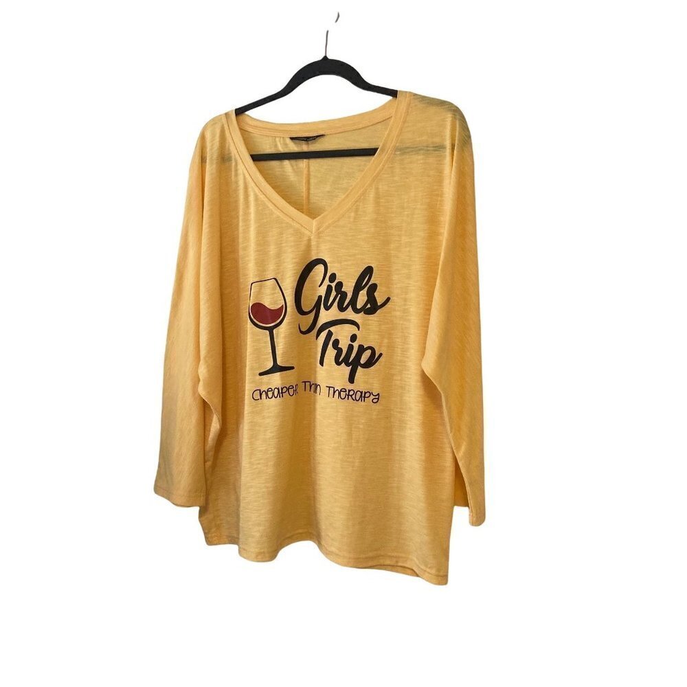 LILICLOTH Girls Trip Cheaper Than Therapy Women's T-Shirt Bright Yellow NWOT